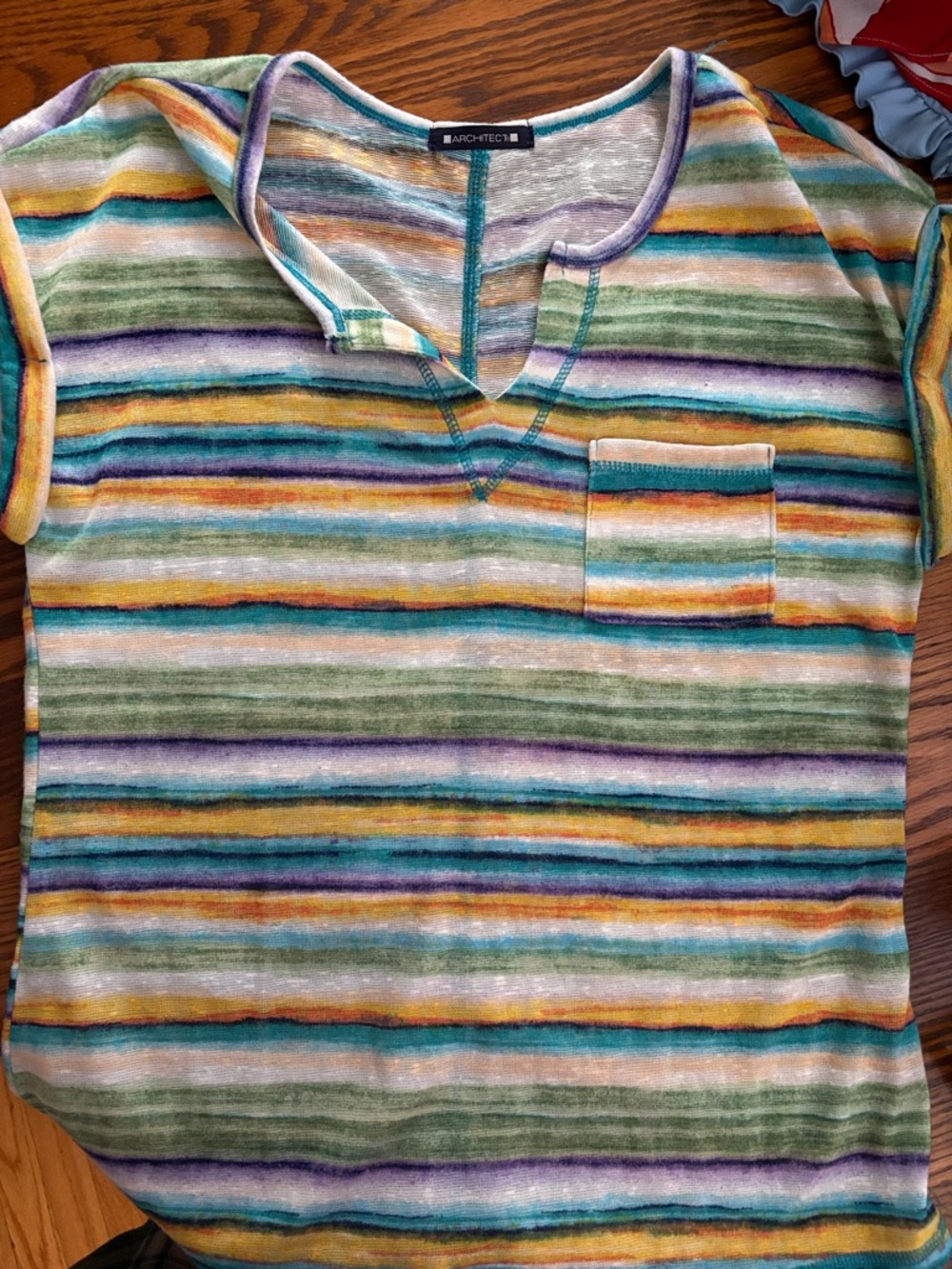 Architect Kids Multicolor Striped Short Sleeve Top - Green/Blue/Purple